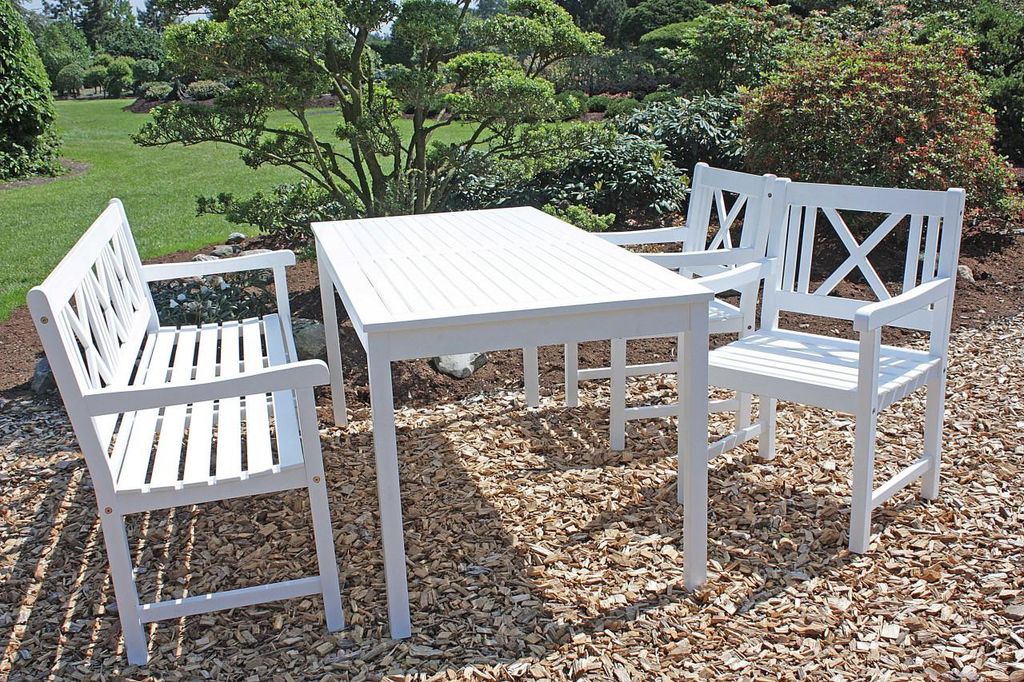 Tisch Gartentisch Malmö 165 x 80 cm Akazie weiß Tisch Gartentisch Malmö 165 x 80 cm Akazie weiß