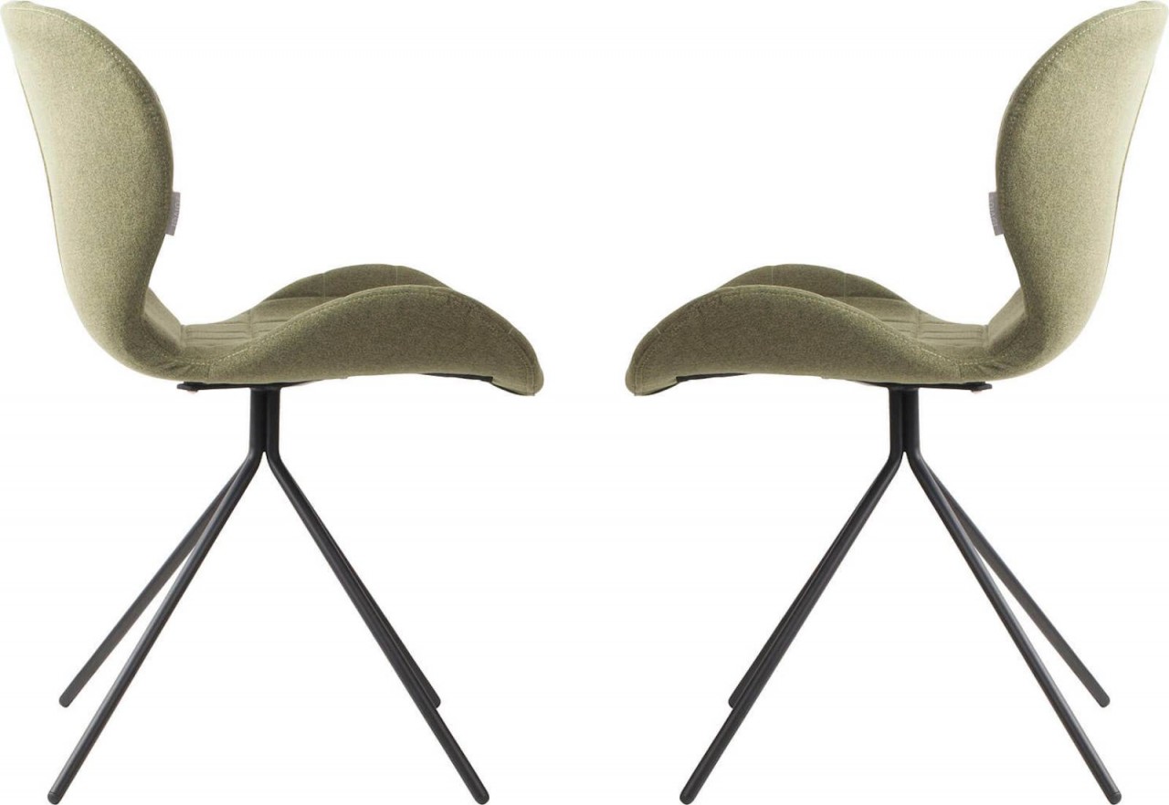 2er Set Zuiver Esszimmerstuhl OMG Stoff Grün