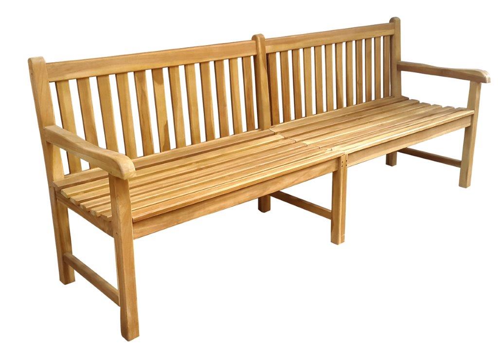 Stabile Gartenbank Picadelly 200 cm in Premium Teak mit Armlehne