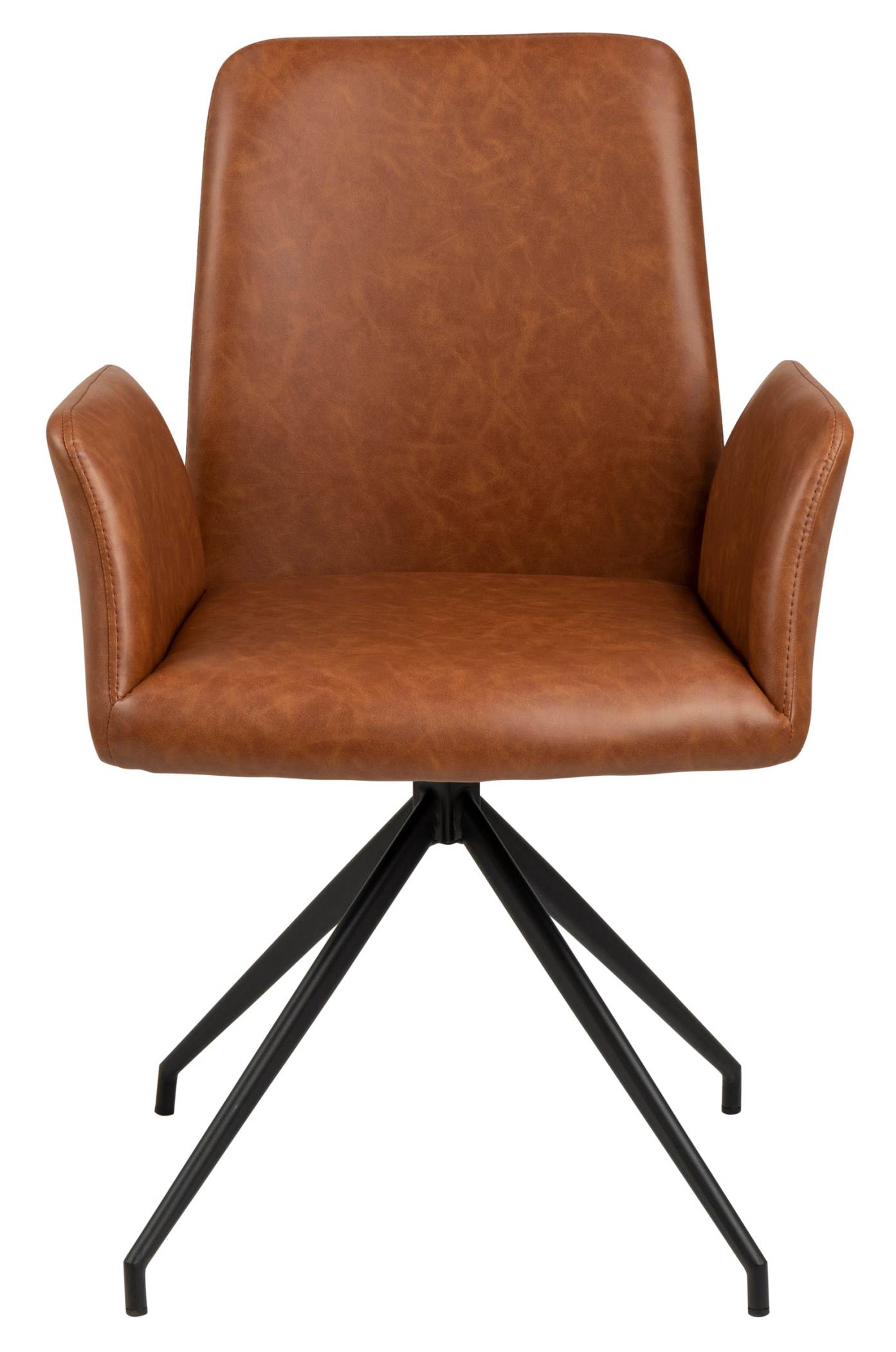 Vintage Polstersessel NAPOLA Kunstleder mit Armlehnen Stuhl Polsterstuhl Cognac