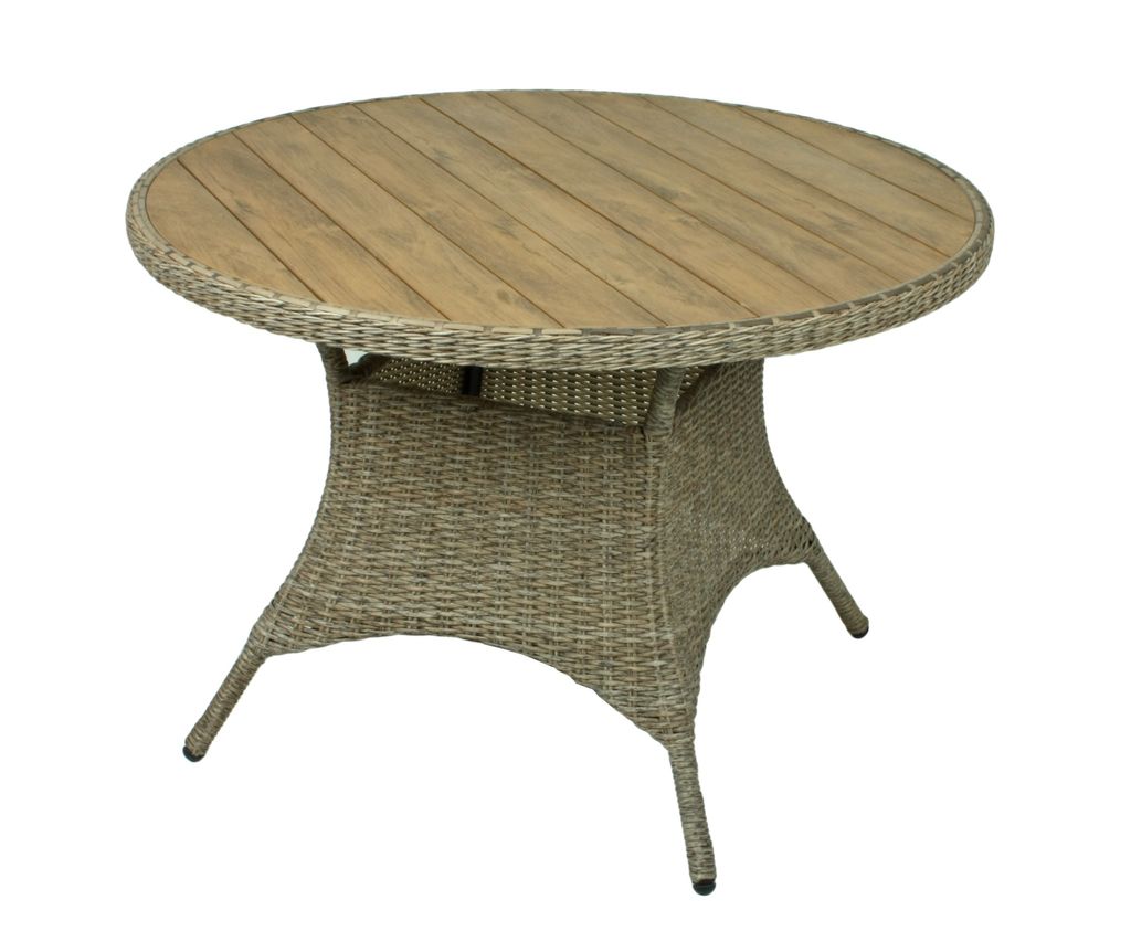 Gartentisch BASTIA rund mit Polywood Platte in TeakLook Ø 100 cm